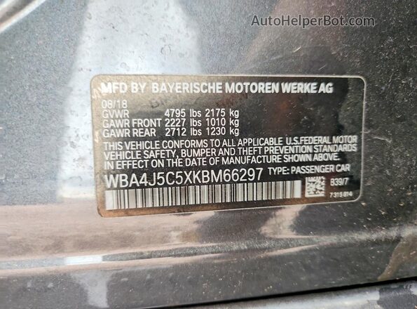 WBA4J5C5XKBM66297 2019 BMW 4 SERIES Gray Շարժիչի բաժամունքի տեսք