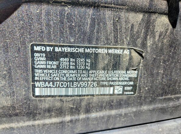 WBA4J7C01LBV99726 2020 BMW 4 SERIES Gray Widok komory silnika