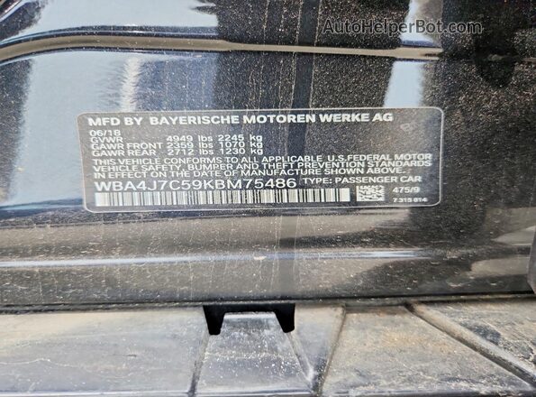 WBA4J7C59KBM75486 2019 BMW 4 SERIES Black Вид підкапотного простору