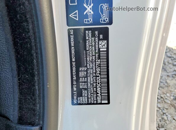 WBA4W5C02LFH97782 2020 BMW 4 SERIES White Вид наклейки з VIN-кодом
