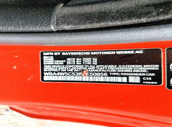 WBA4W5C53KAE50856 2019 BMW 4 SERIES Orange Շարժիչի բաժամունքի տեսք