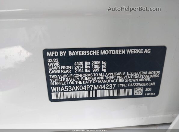 WBA53AK04P7M44237 2023 BMW 2 SERIES White Вид підкапотного простору