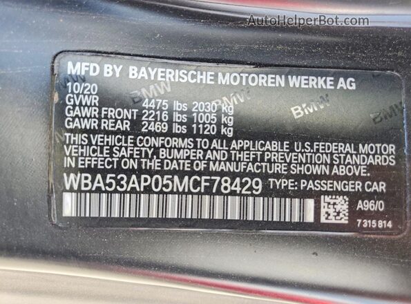 WBA53AP05MCF78429 2021 BMW 4 SERIES Black Widok komory silnika