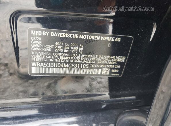 WBA53BH04MCF31185 2021 BMW 5 SERIES Black ძრავის განყოფილების ხედი