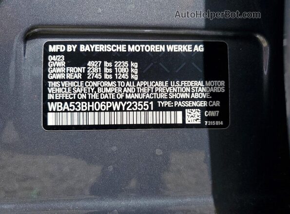 WBA53BH06PWY23551 2023 BMW 5 SERIES Blue ძრავის განყოფილების ხედი