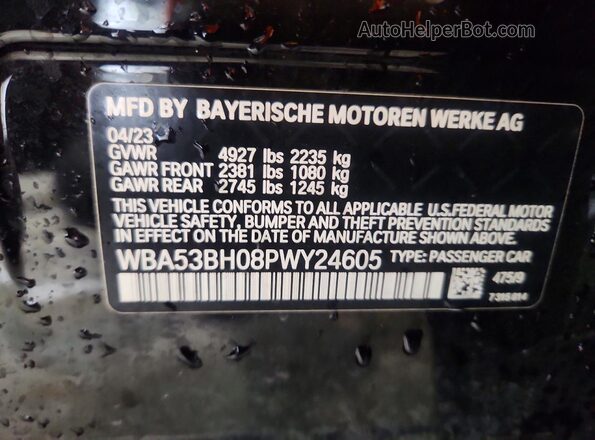 WBA53BH08PWY24605 2023 BMW 5 SERIES Black Vista del compartimento del motor