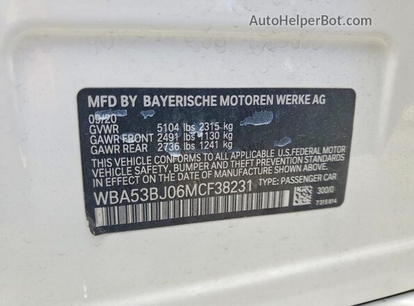 WBA53BJ06MCF38231 2021 BMW 5 SERIES White Շարժիչի բաժամունքի տեսք