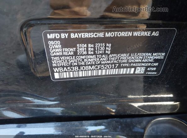 WBA53BJ08MCF52017 2021 BMW 5 SERIES Black Շարժիչի բաժամունքի տեսք