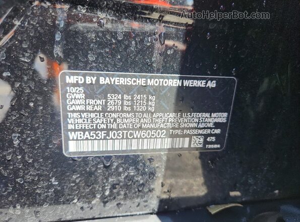 WBA53FJ03TCW60502 2026 BMW 5 SERIES Black Вид підкапотного простору