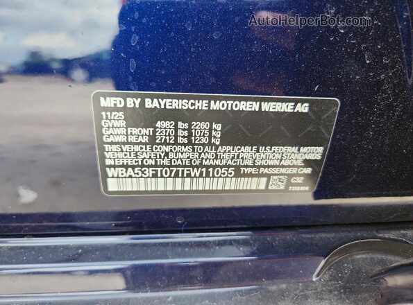 WBA53FT07TFW11055 2026 BMW M3 Blue Вид підкапотного простору