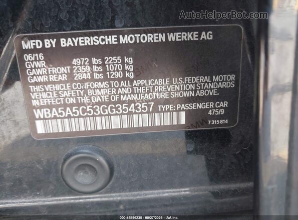 WBA5A5C53GG354357 2016 BMW 5 SERIES Black Vista del compartimento del motor