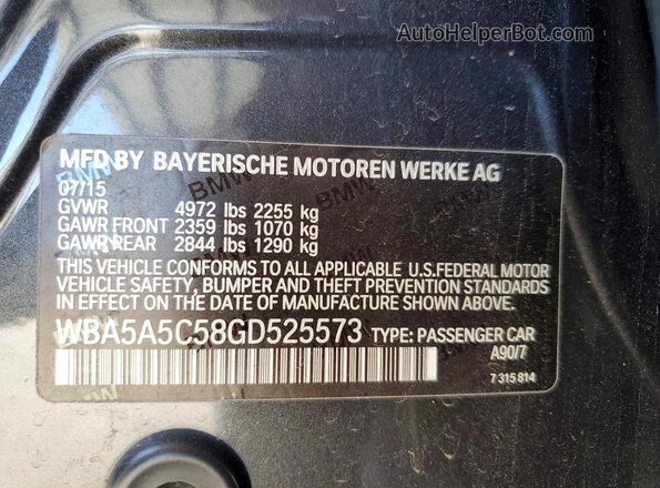 WBA5A5C58GD525573 2016 BMW 5 SERIES Gray Շարժիչի բաժամունքի տեսք