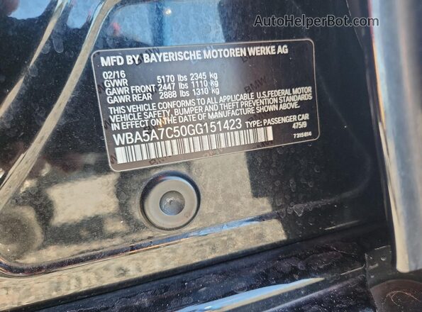 WBA5A7C50GG151423 2016 BMW 5 SERIES Black Engine compartment view