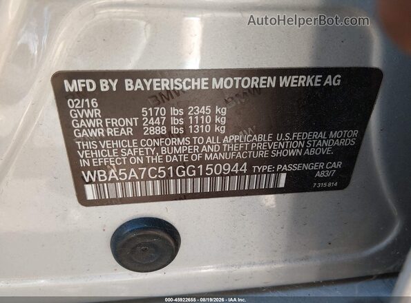 WBA5A7C51GG150944 2016 BMW 5 SERIES Silver Շարժիչի բաժամունքի տեսք