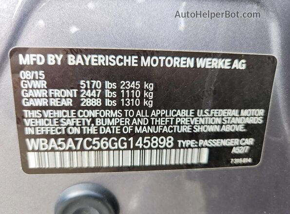 WBA5A7C56GG145898 2016 BMW 5 SERIES Gray Շարժիչի բաժամունքի տեսք