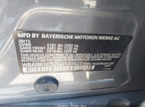 WBA5B1C52GG131927 2016 BMW 5 SERIES Gray ძრავის განყოფილების ხედი