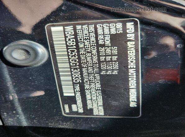 WBA5B1C53GG130835 2016 BMW 5 SERIES Black ძრავის განყოფილების ხედი