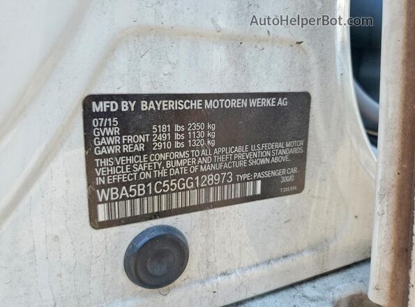 WBA5B1C55GG128973 2016 BMW 5 SERIES White ძრავის განყოფილების ხედი