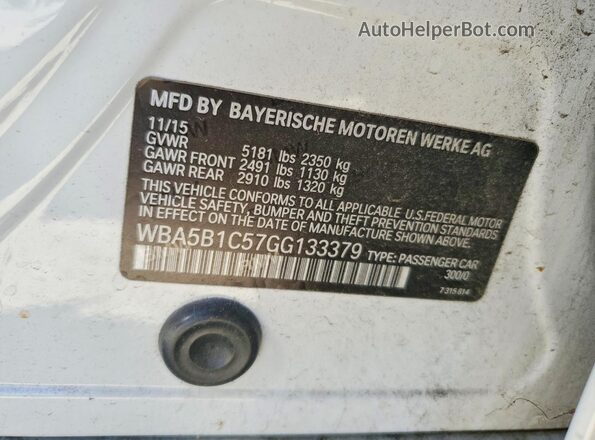 WBA5B1C57GG133379 2016 BMW 5 SERIES White ძრავის განყოფილების ხედი