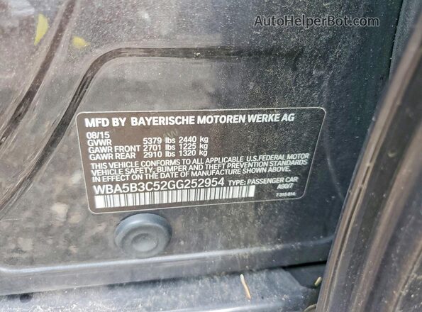 WBA5B3C52GG252954 2016 BMW 5 SERIES Black ძრავის განყოფილების ხედი