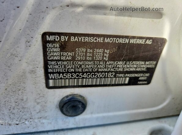 WBA5B3C54GG260182 2016 BMW 5 SERIES White Շարժիչի բաժամունքի տեսք