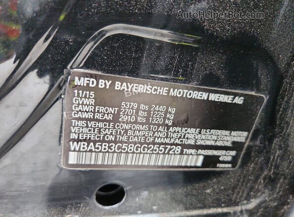 WBA5B3C58GG255728 2016 BMW 5 SERIES Black ძრავის განყოფილების ხედი