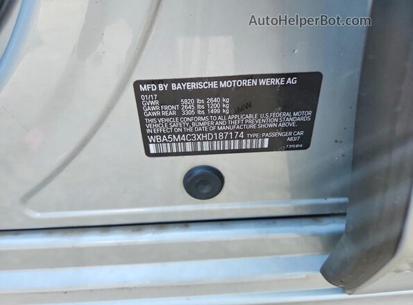 WBA5M4C3XHD187174 2017 BMW 5 SERIES Silver ძრავის განყოფილების ხედი