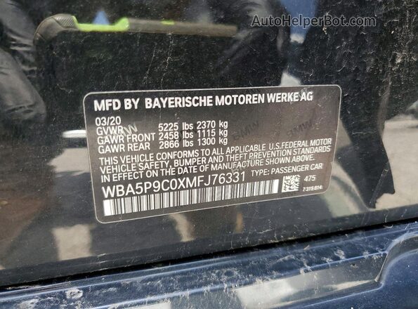 WBA5P9C0XMFJ76331 2021 BMW 3 SERIES Black Շարժիչի բաժամունքի տեսք