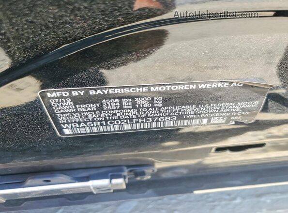 WBA5R1C02LFH37683 2020 BMW 3 SERIES Black VIN კოდის სტიკერის ხედი