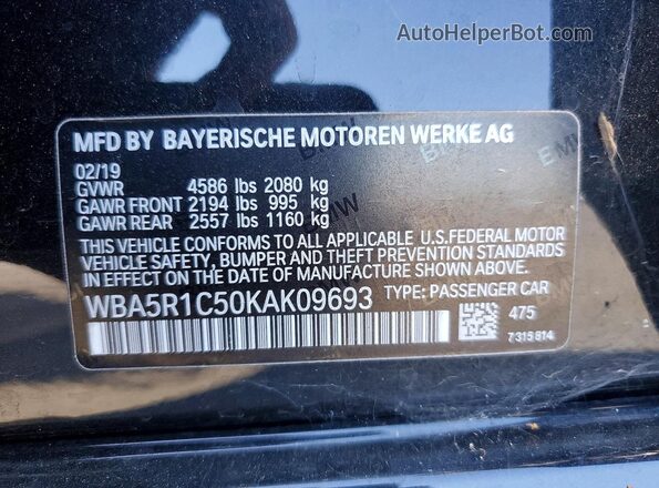 WBA5R1C50KAK09693 2019 BMW 3 SERIES Черный Вид подкапотного пространства