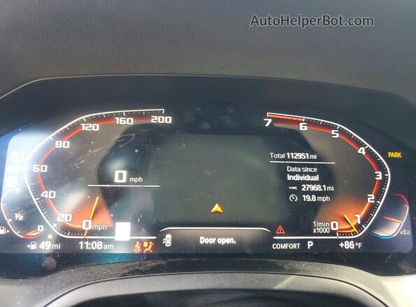 WBA5R7C08MFK82663 2021 BMW 3 SERIES Gray ხელსაწყოთა პანელის ხედი