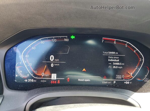 WBA5R7C53KAJ84520 2019 BMW 3 SERIES Blue ხელსაწყოთა პანელის ხედი