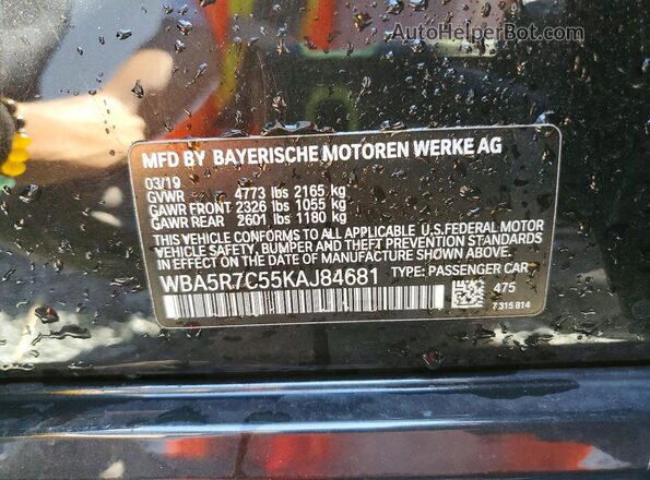 WBA5R7C55KAJ84681 2019 BMW 3 SERIES Black ძრავის განყოფილების ხედი