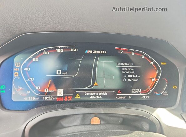 WBA5U7C01LFH45131 2020 BMW M3 Black Vista del cuadro de instrumentos