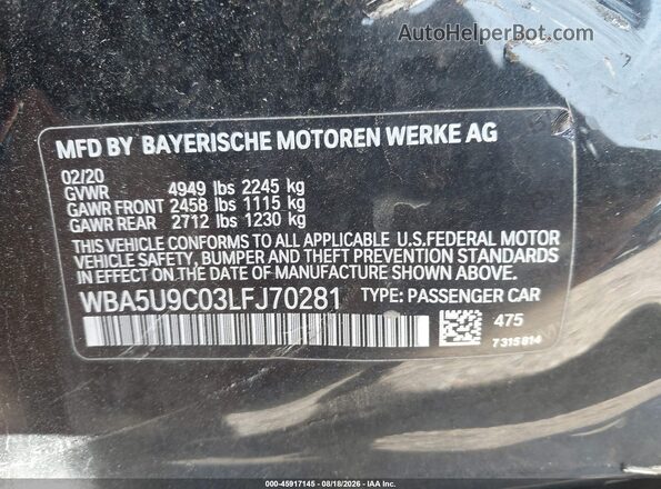 WBA5U9C03LFJ70281 2020 BMW M3 Черный Вид подкапотного пространства
