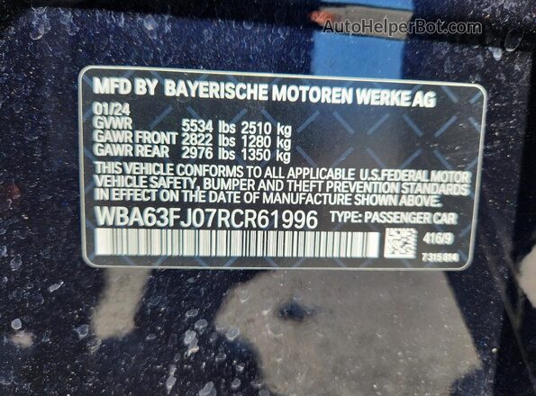 WBA63FJ07RCR61996 2024 BMW 5 SERIES Blue Շարժիչի բաժամունքի տեսք