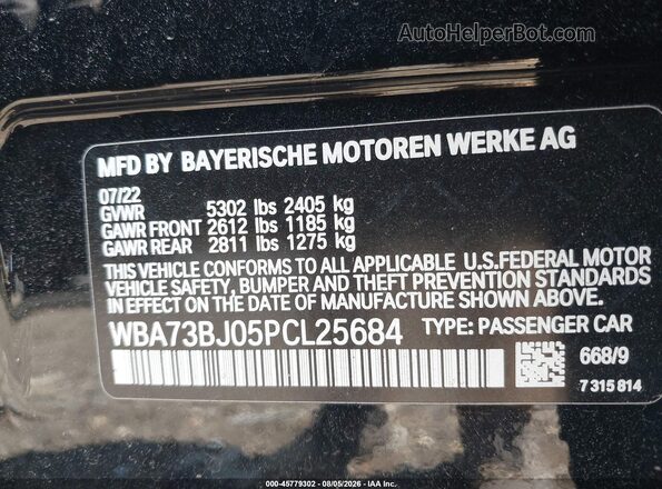 WBA73BJ05PCL25684 2023 BMW 5 SERIES Black ძრავის განყოფილების ხედი