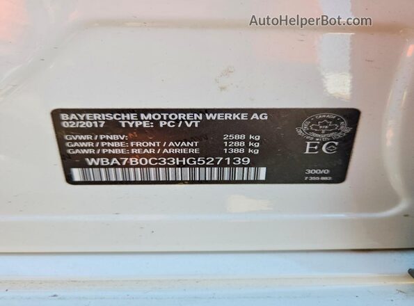 WBA7B0C33HG527139 2017 BMW 7 SERIES White Вид підкапотного простору