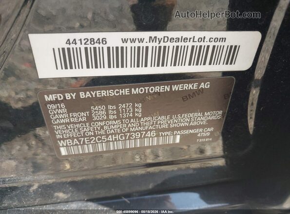 WBA7E2C54HG739746 2017 BMW 7 SERIES Black Вид підкапотного простору