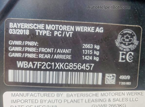 WBA7F2C1XKG856457 2019 BMW ALPINA Black Շարժիչի բաժամունքի տեսք