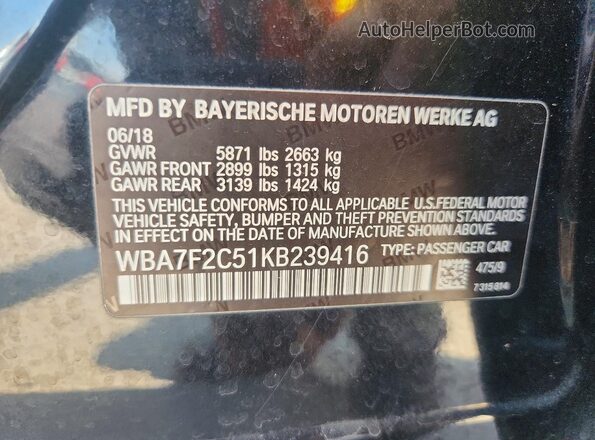 WBA7F2C51KB239416 2019 BMW 7 SERIES Black 