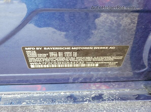WBA7F2C53HG543732 2017 BMW 7 SERIES Blue 360 interior view