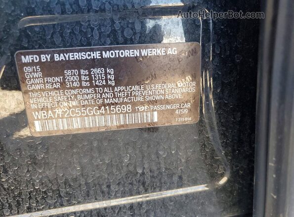 WBA7F2C55GG415698 2016 BMW 7 SERIES Black Вид підкапотного простору