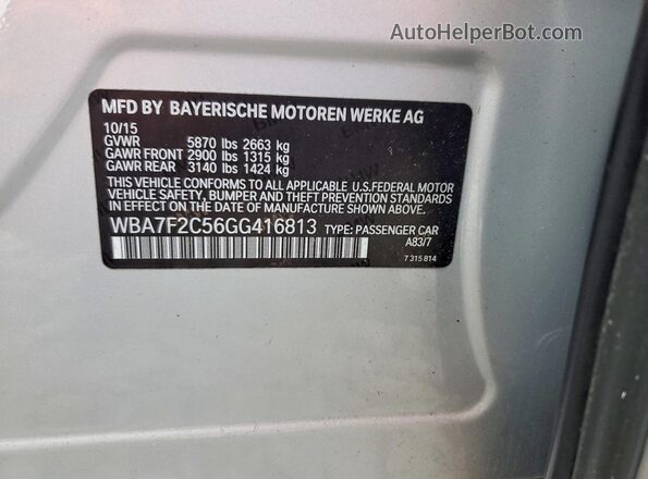 WBA7F2C56GG416813 2016 BMW 7 SERIES Silver Вид підкапотного простору