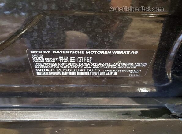 WBA7F2C56GG416875 2016 BMW 7 SERIES Brown Вид підкапотного простору