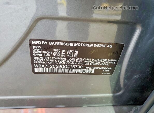 WBA7F2C59GG416790 2016 BMW 7 SERIES Черный Вид подкапотного пространства