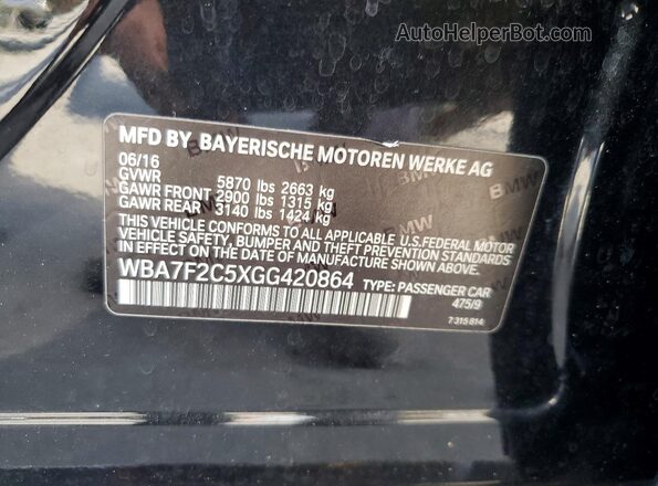 WBA7F2C5XGG420864 2016 BMW 7 SERIES Black Widok komory silnika