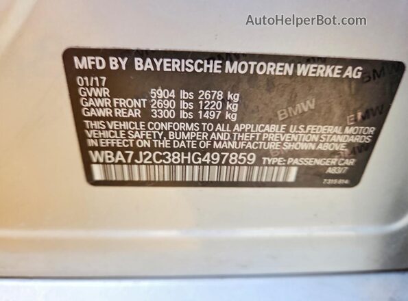 WBA7J2C38HG497859 2017 BMW 7 SERIES Silver Вид підкапотного простору