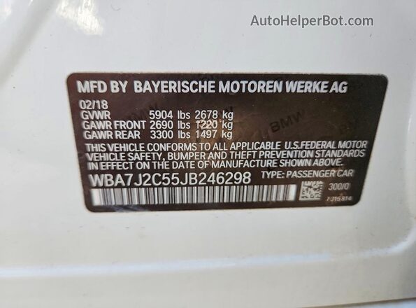 WBA7J2C55JB246298 2018 BMW 7 SERIES White Vista del compartimento del motor