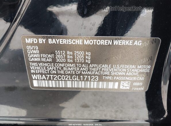WBA7T2C02LGL17123 2020 BMW 7 SERIES Черный Вид подкапотного пространства